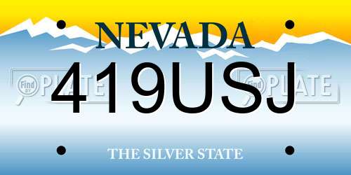 419USJ Nevada License Plate