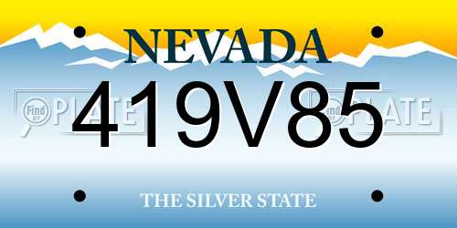 419V85 Nevada License Plate