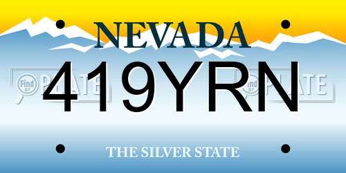 419YRN Nevada License Plate