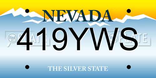 419YWS Nevada License Plate