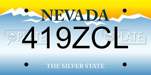 419ZCL Nevada License Plate