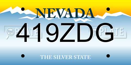 419ZDG Nevada License Plate