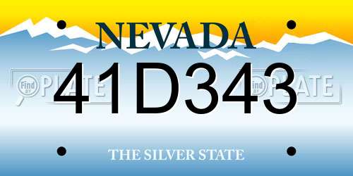 41D343 Nevada License Plate