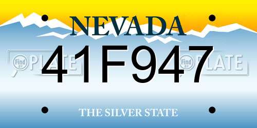 41F947 Nevada License Plate