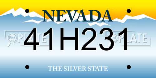 41H231 Nevada License Plate