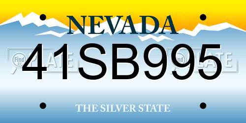 41SB995 Nevada License Plate
