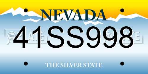 41SS998 Nevada License Plate