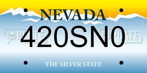 420SN0 Nevada License Plate