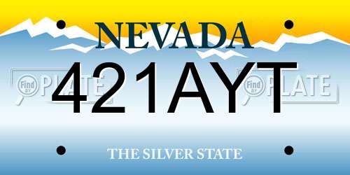 421AYT Nevada License Plate