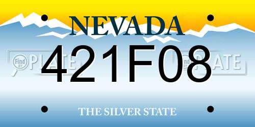 421F08 Nevada License Plate