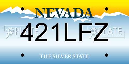 421LFZ Nevada License Plate