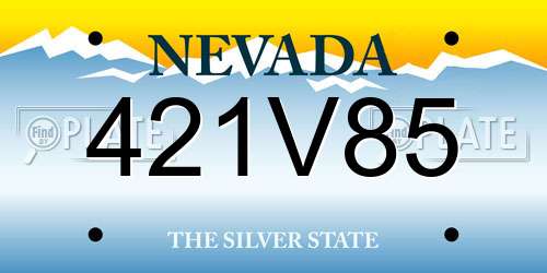 421V85 Nevada License Plate