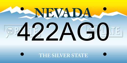 422AG0 Nevada License Plate