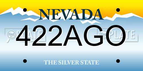 422AGO Nevada License Plate