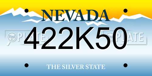 422K50 Nevada License Plate