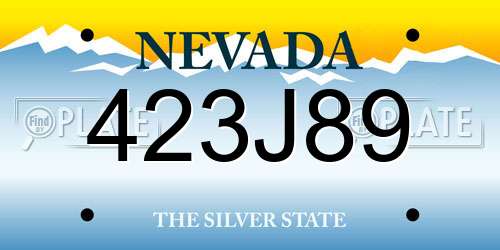 423J89 Nevada License Plate