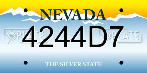 4244D7 Nevada License Plate
