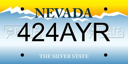 424AYR Nevada License Plate
