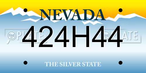 424H44 Nevada License Plate