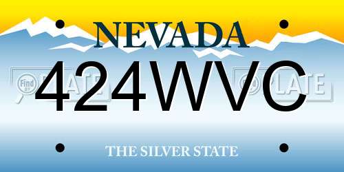 424WVC Nevada License Plate