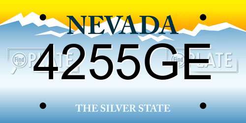 4255GE Nevada License Plate