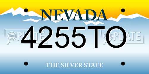 4255TO Nevada License Plate