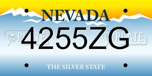 4255ZG Nevada License Plate