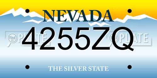 4255ZQ Nevada License Plate