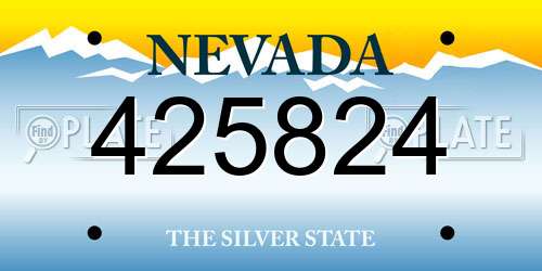 425824 Nevada License Plate
