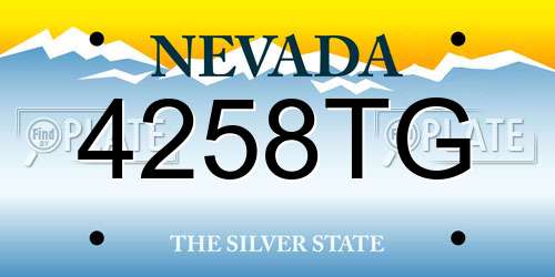 4258TG Nevada License Plate
