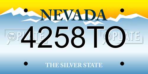 4258TO Nevada License Plate
