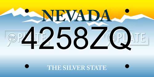 4258ZQ Nevada License Plate