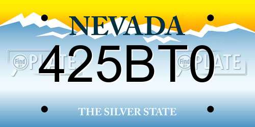 425BT0 Nevada License Plate