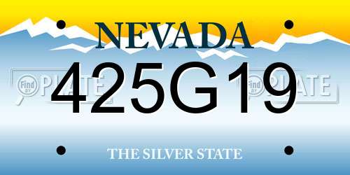 425G19 Nevada License Plate
