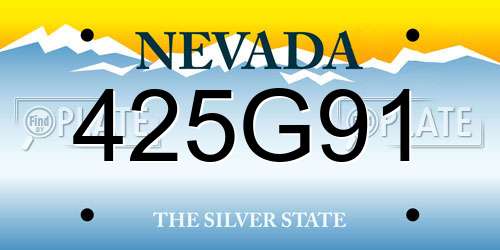 425G91 Nevada License Plate