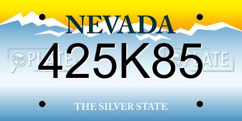 425K85 Nevada License Plate