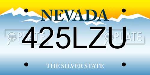 425LZU Nevada License Plate