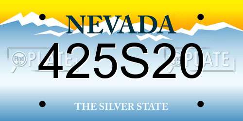 425S20 Nevada License Plate