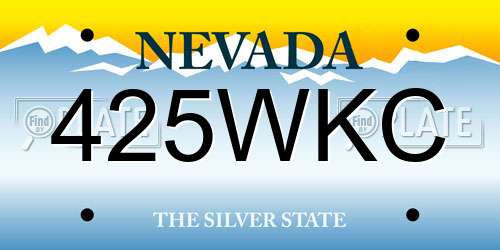 425WKC Nevada License Plate