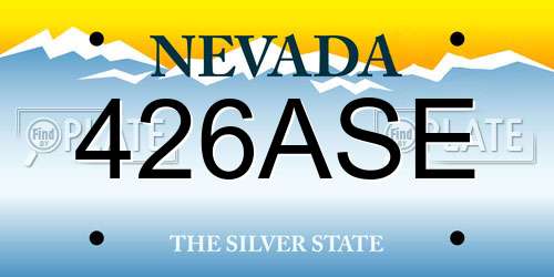 426ASE Nevada License Plate