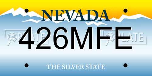 426MFE Nevada License Plate