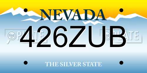 426ZUB Nevada License Plate