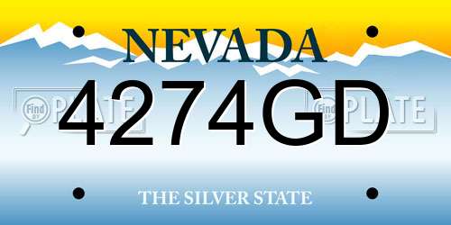 4274GD Nevada License Plate