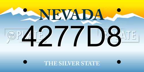4277D8 Nevada License Plate