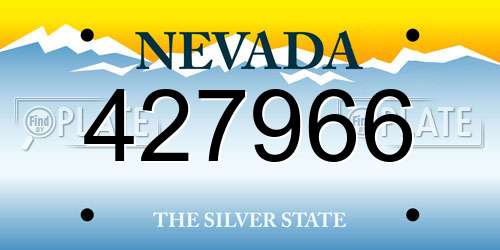 427966 Nevada License Plate