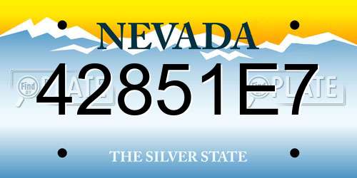 42851E7 Nevada License Plate