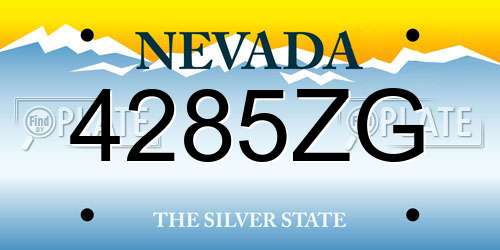 4285ZG Nevada License Plate