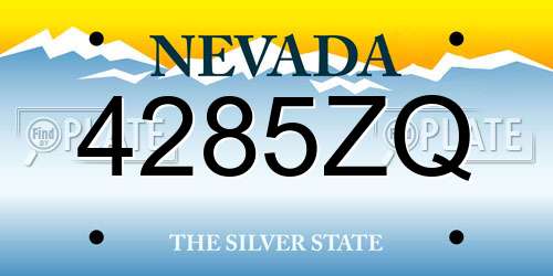 4285ZQ Nevada License Plate