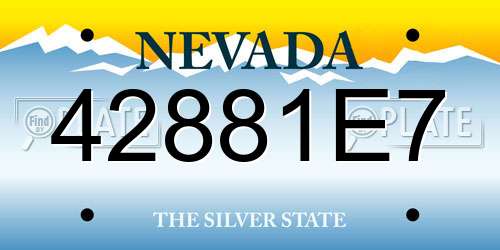 42881E7 Nevada License Plate