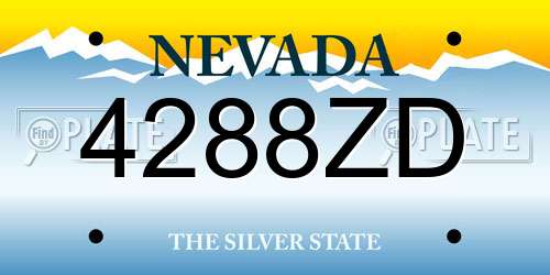 4288ZD Nevada License Plate